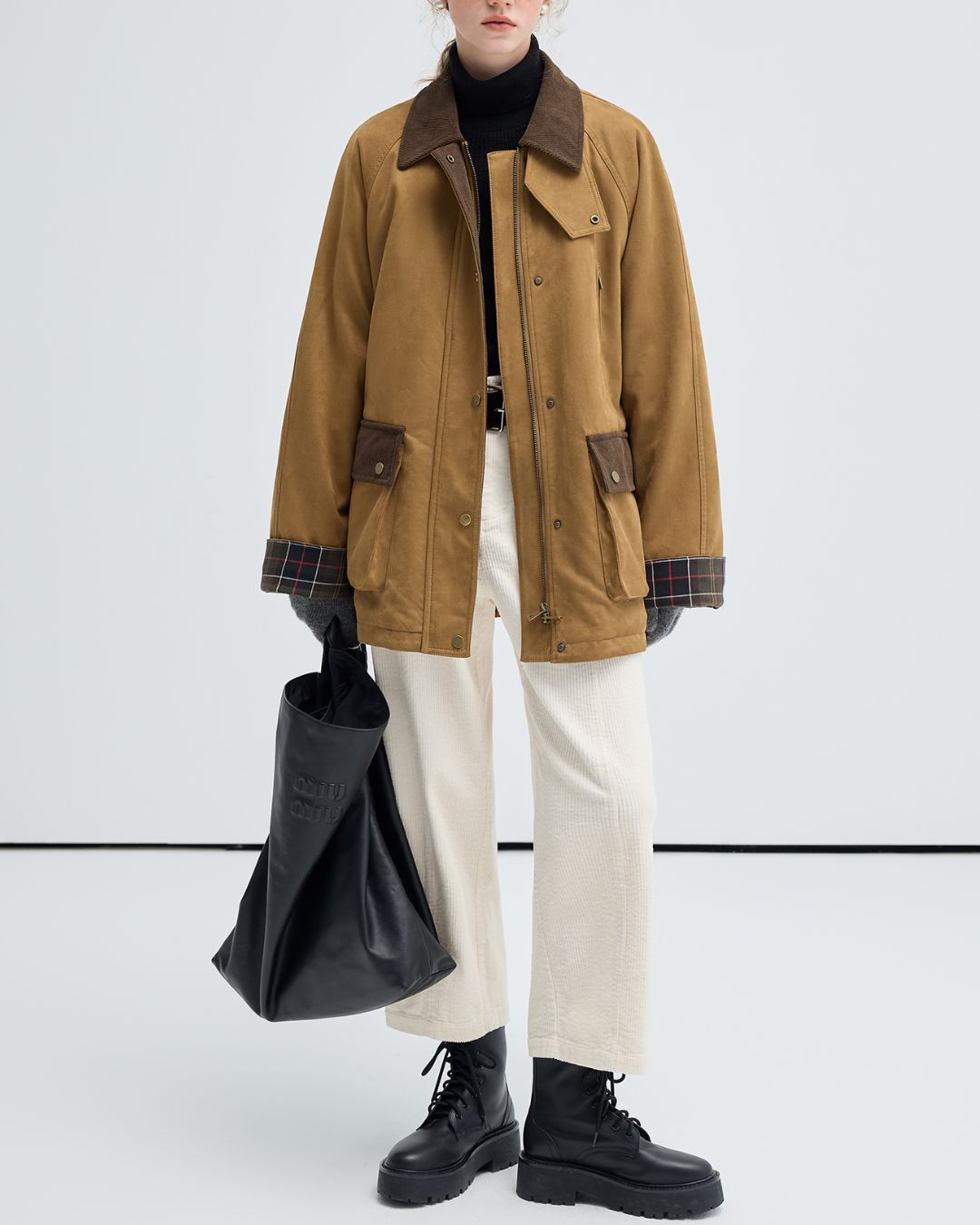 Contrast Color Suede Quilted Jacket　JK075