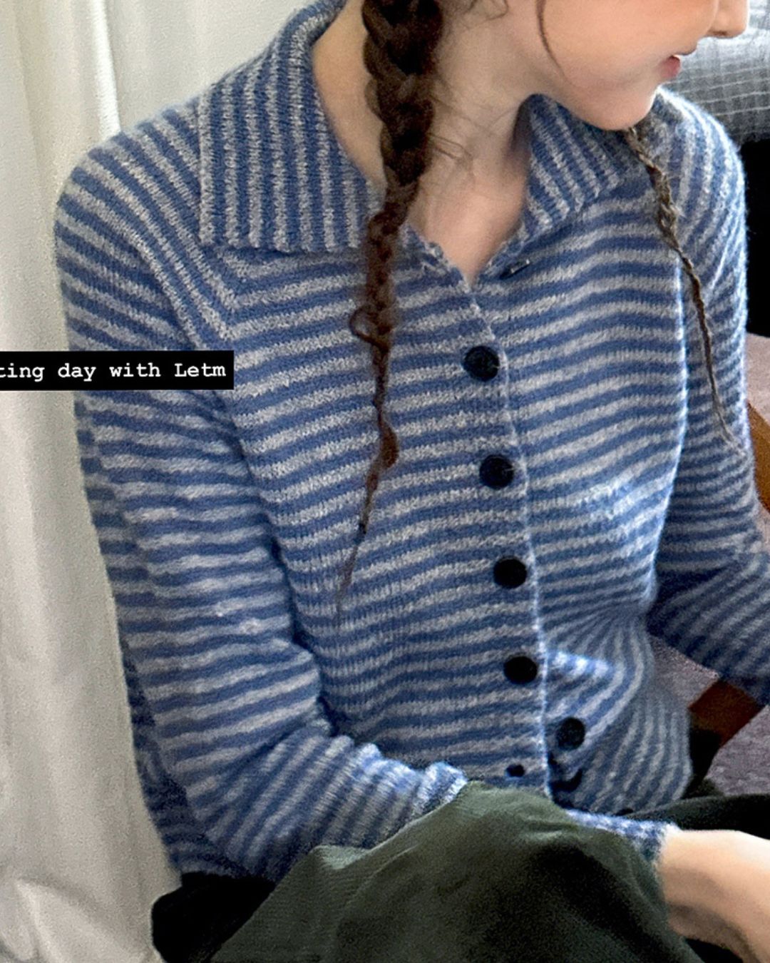 Collared Border Knit Cardigan　KN020