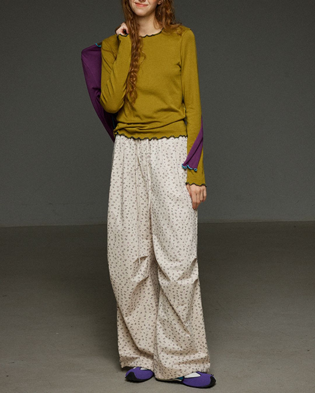 Color Stitch Mellow Frill T-shirt　LT013