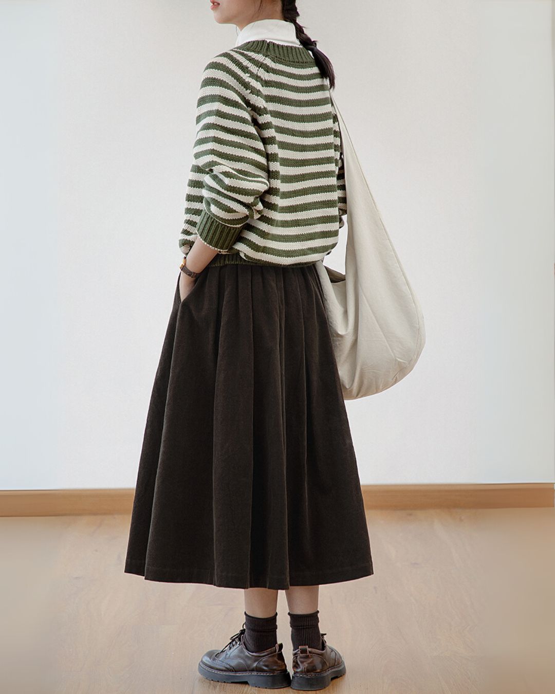 Corduroy Gathered Skirt　SK006