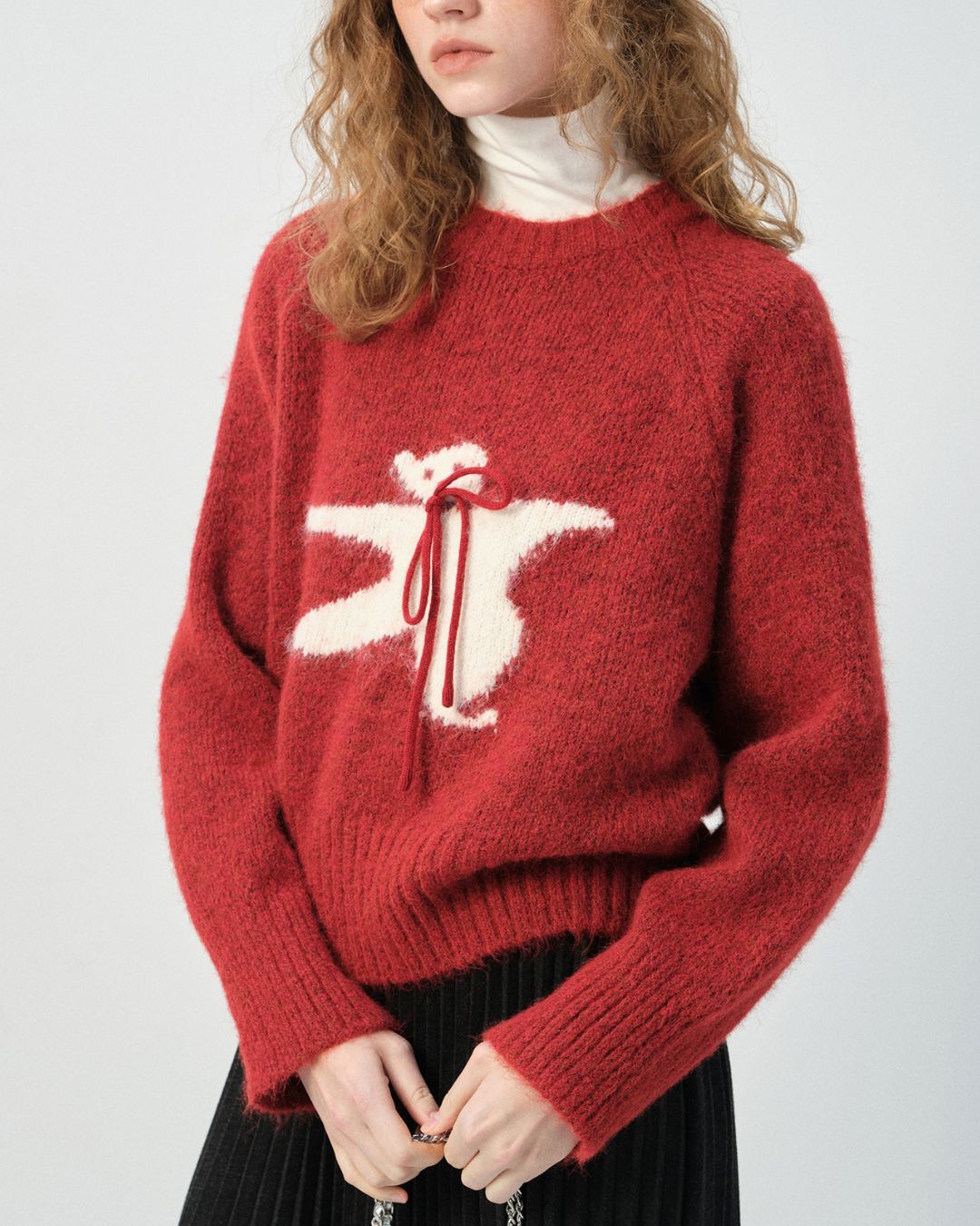 Bow Tie Bear Wool Sweater　KN040