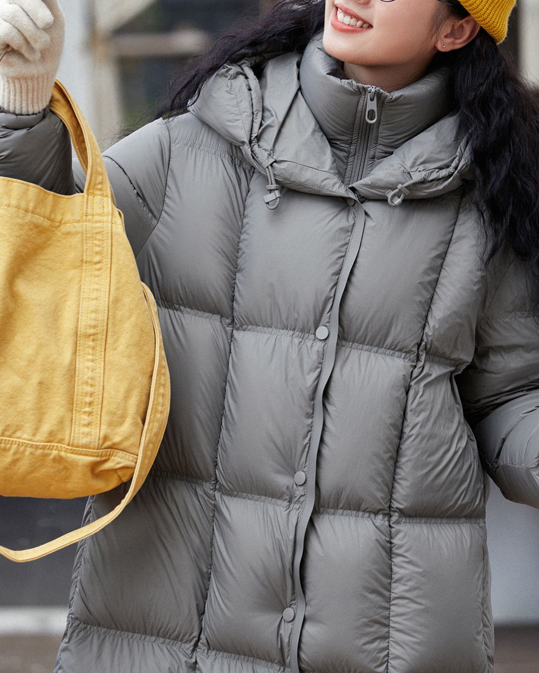 Nylon Hooded Long Down Coat　CT020