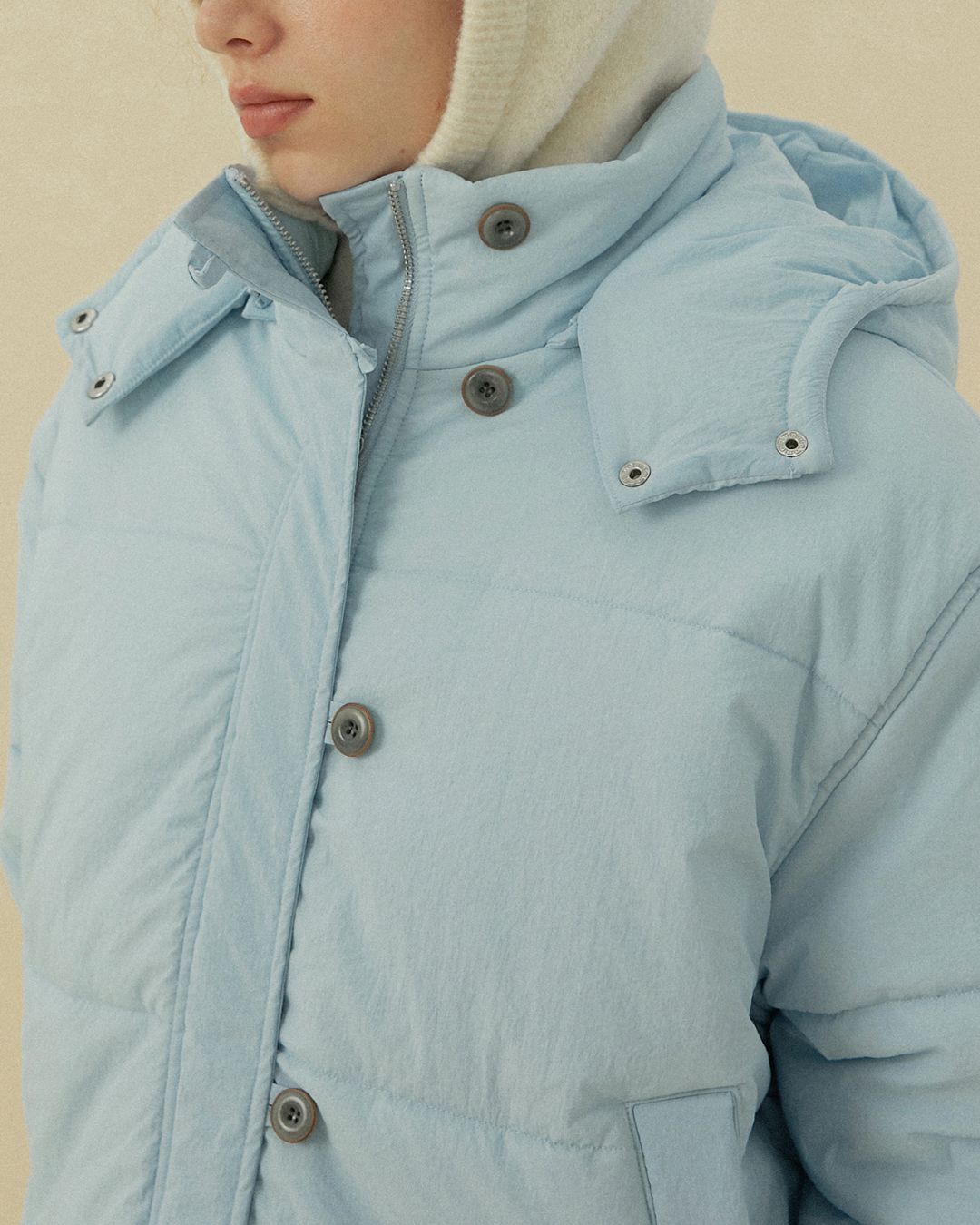 Cropped Padded Hooded Jacket　JK069