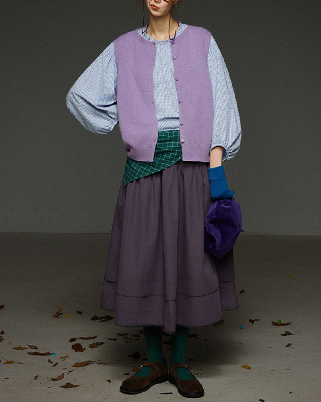 Retro Knit Front Button Vest　KN034