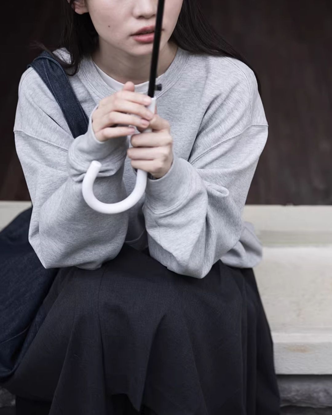 Back Embroidered Drawstring Hem Sweat　SW015