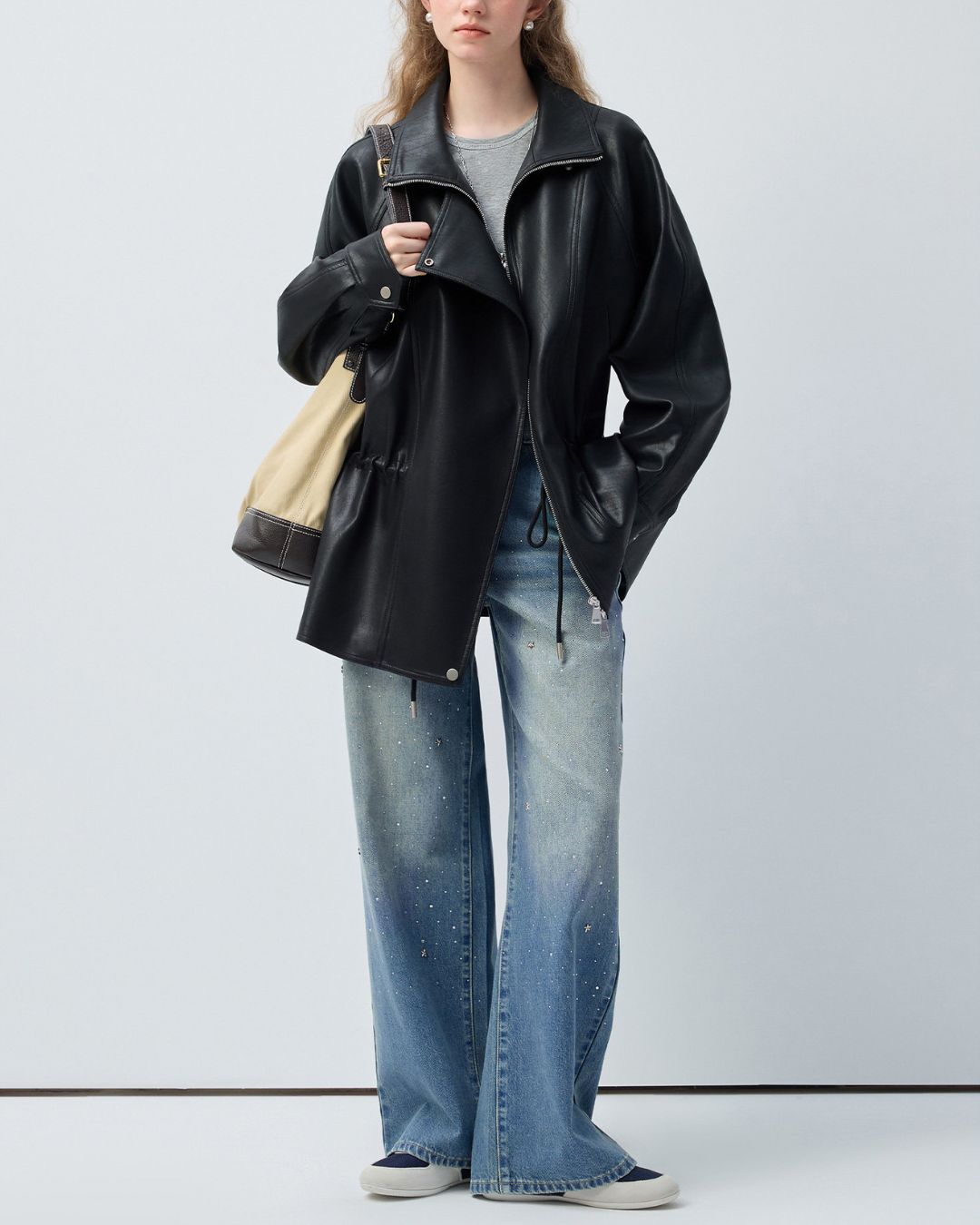 Star-studded Rhinestone-decorated Denim Pants　DP015