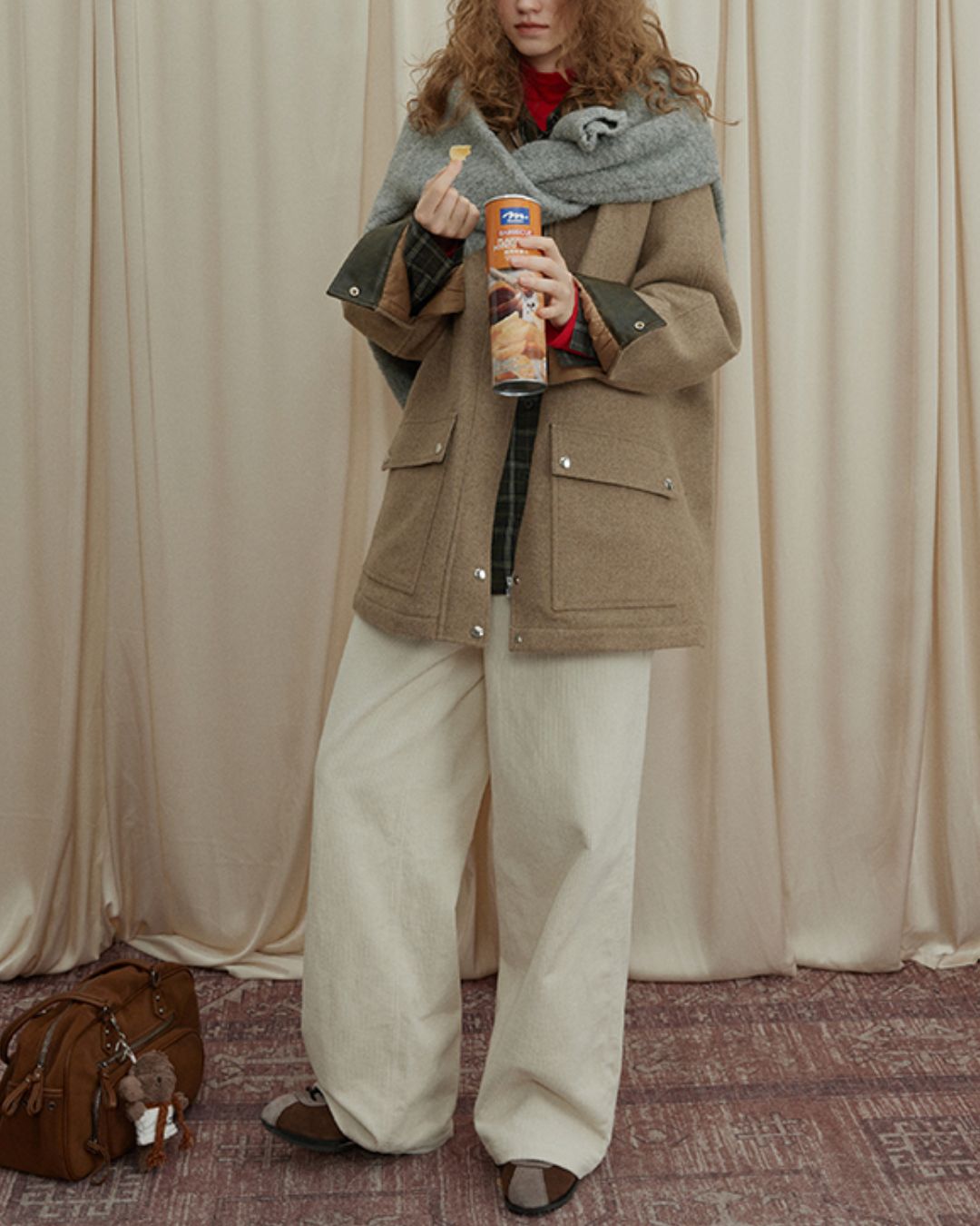 Retro Contrast Check Shirt　LS035