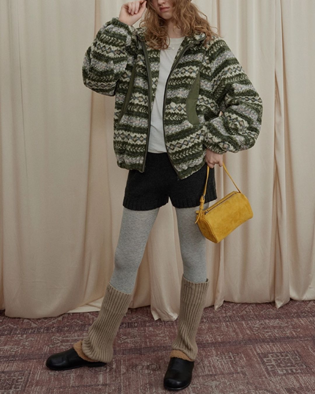 Fleece All-over Border Jacket　JK042