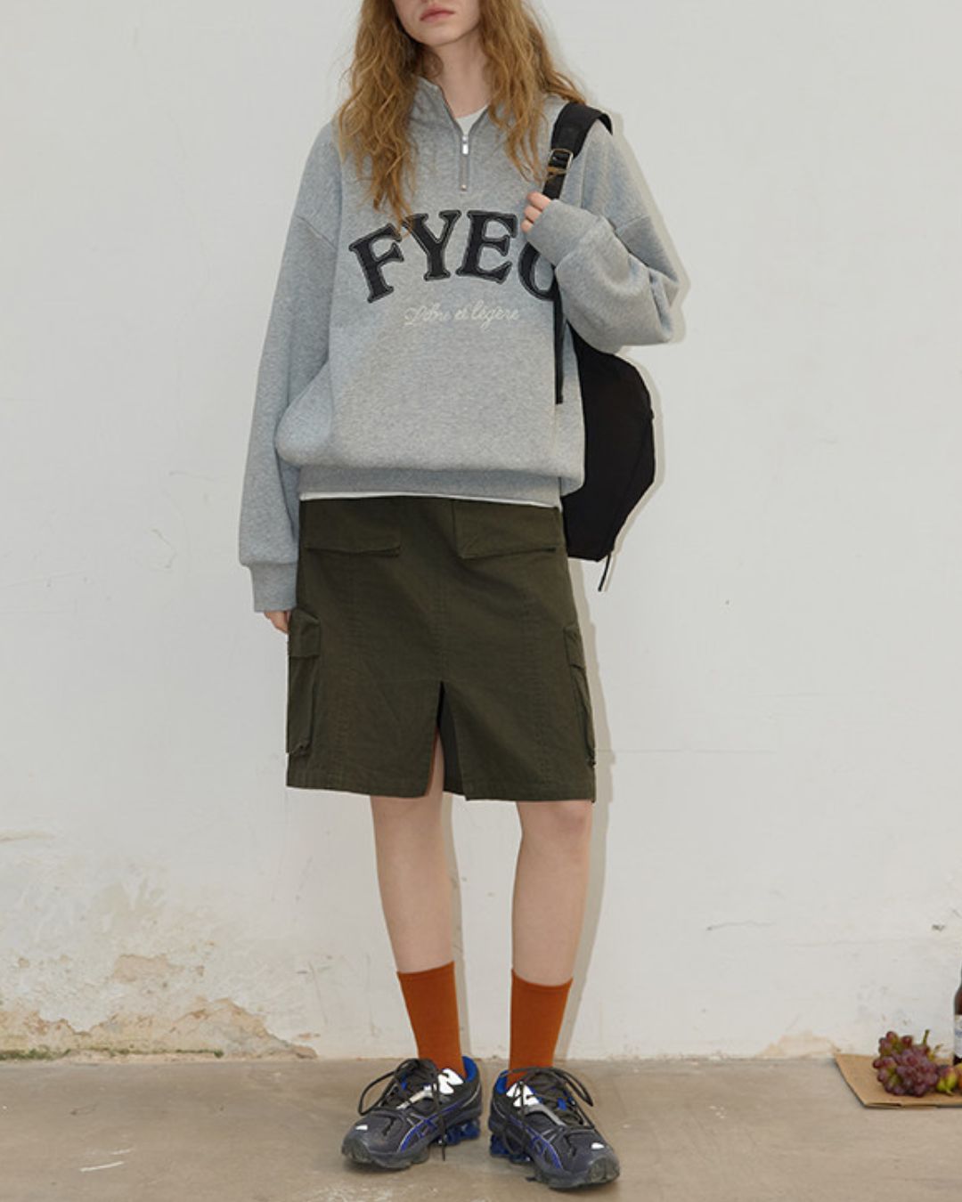 Half-zip Brushed-lined Logo Sweat　SW009