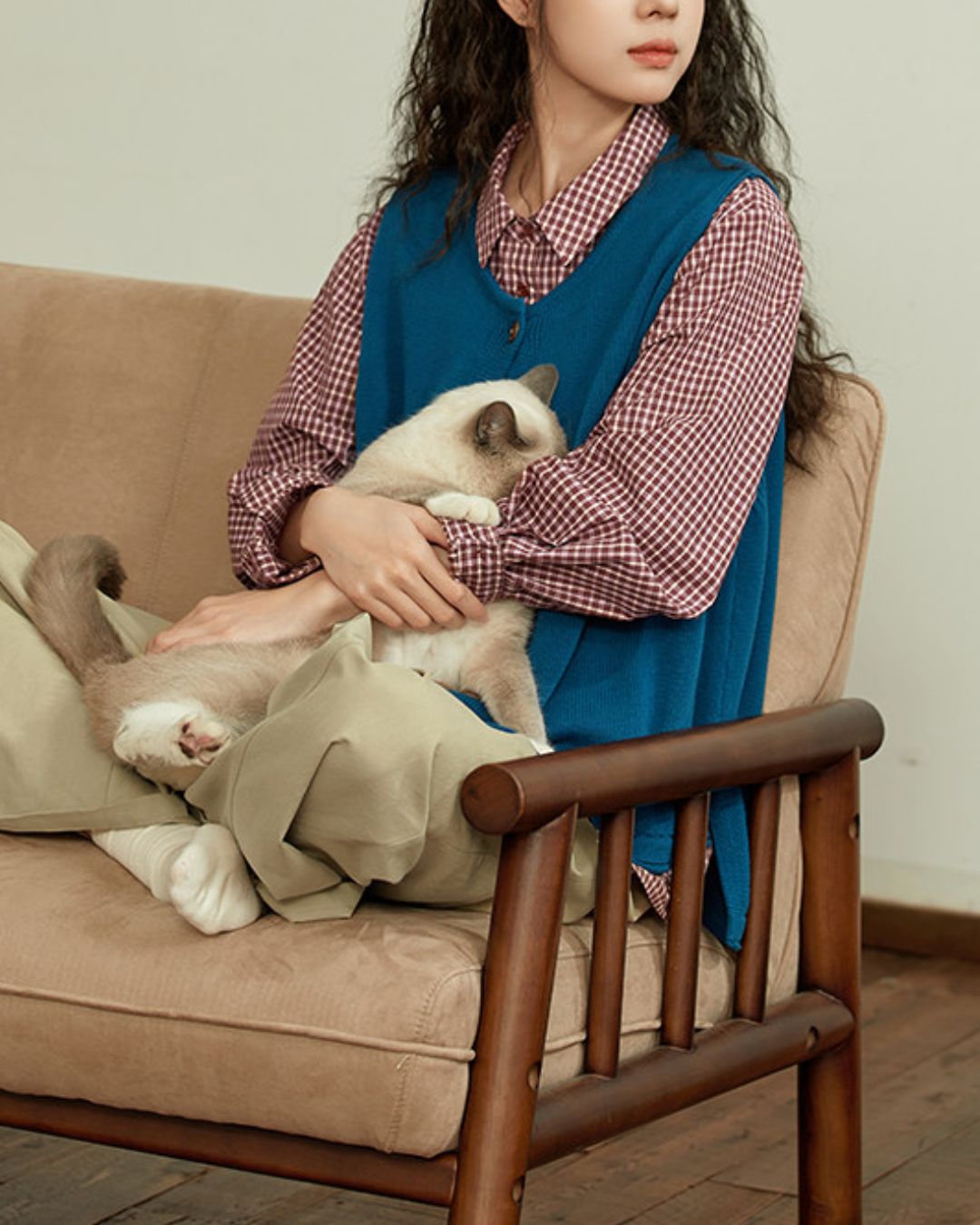 Red Cotton Checked Shirt　LS040