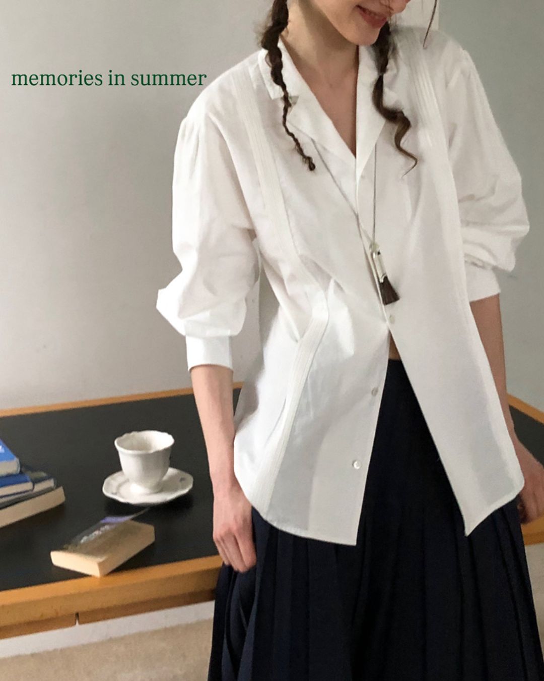 Open Collar Long Sleeve Shirt　LS012