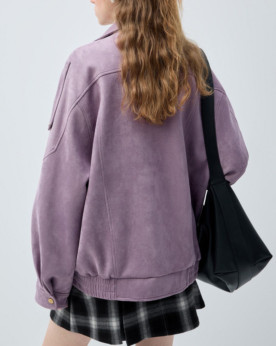 Oversized Lilac Suede Rider's Jacket　JK084