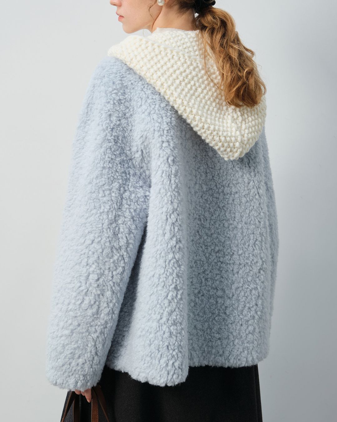 Sheep Boa V-Neck Relaxed Coat　CT016