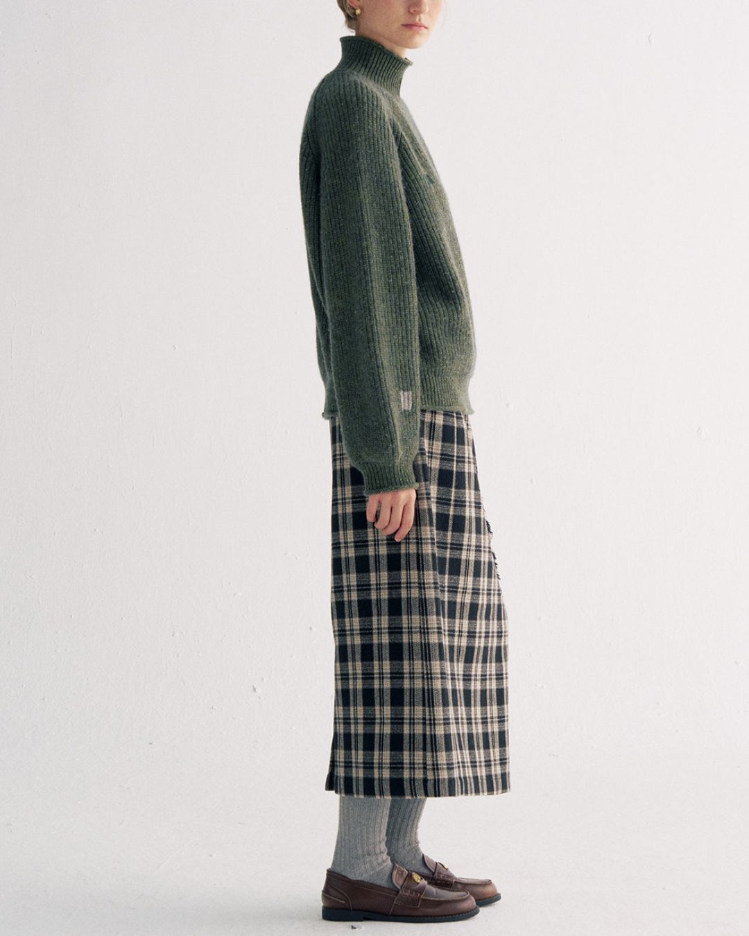 Check Wrap Midi Skirt　SK016