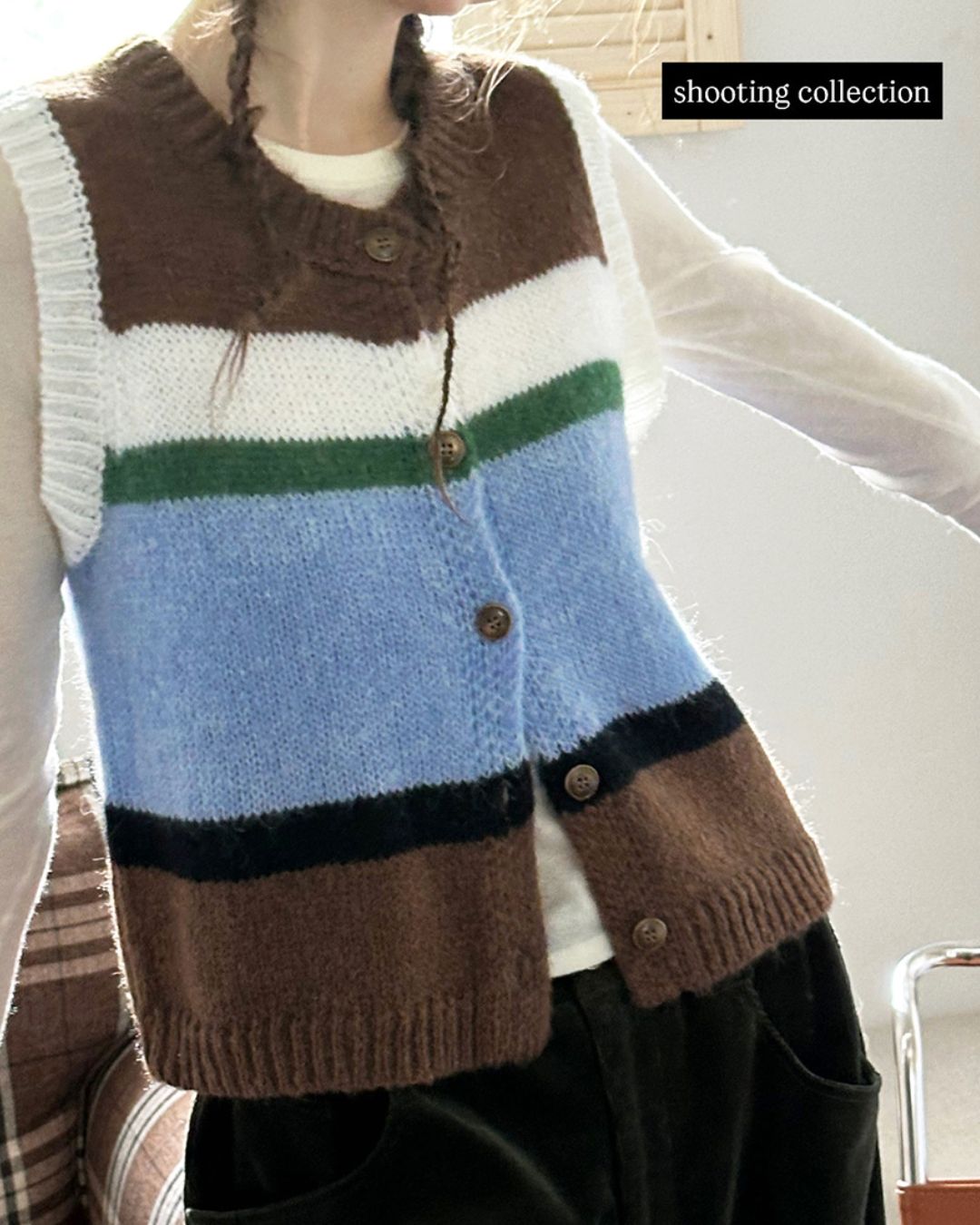Contrast Color Knit Vest　KN019