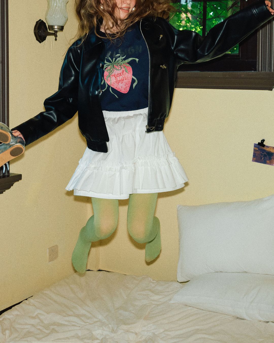 Metal Buckle Leather Jacket　JK038