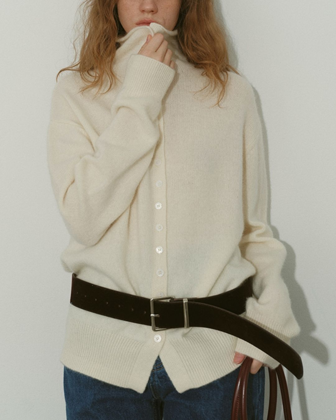 High-neck Knit Cardigan　KN074