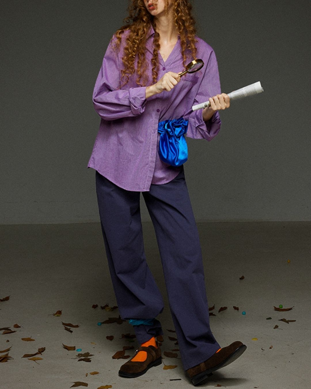 Collared V-neck Loose Shirt　LS029