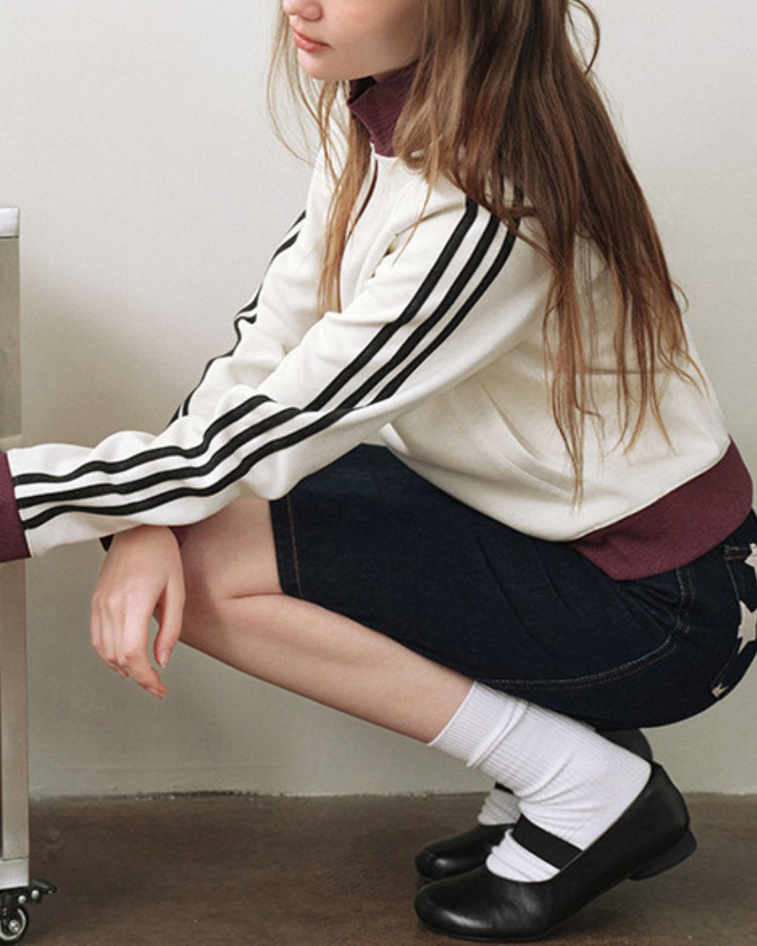 Color Block Three-Line Zip Cardigan　KN098