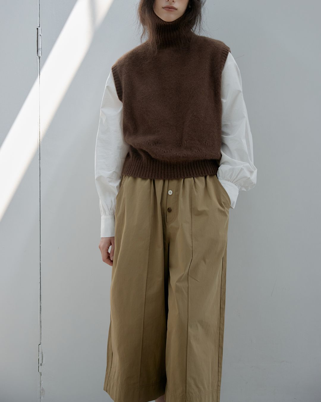 Draped Wide Cropped Pants　PT012
