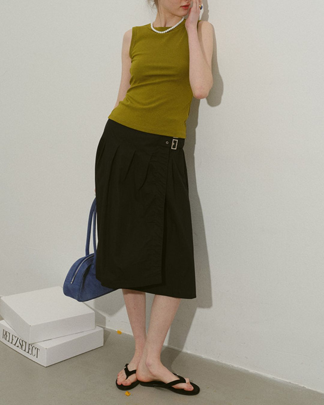 A-line Knee-length Wrap Skirt　SK022
