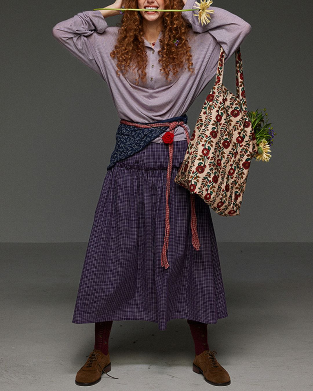 Henley Neck Loose Stripe Knit　KN035