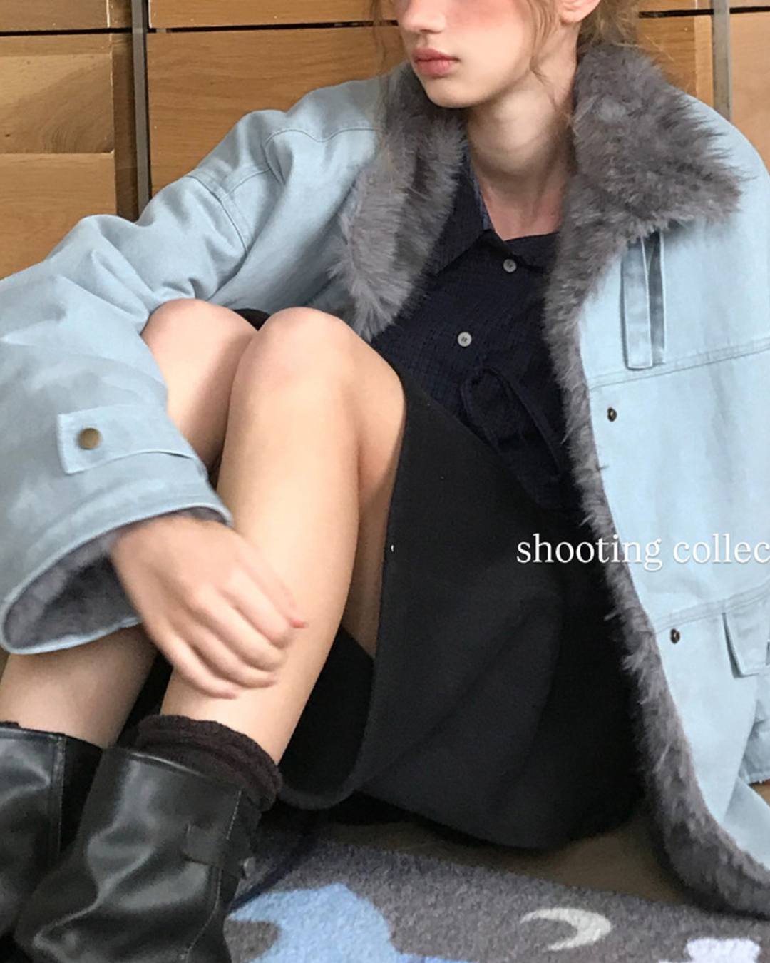 Vintage Fur-lined Denim Jacket　JK081