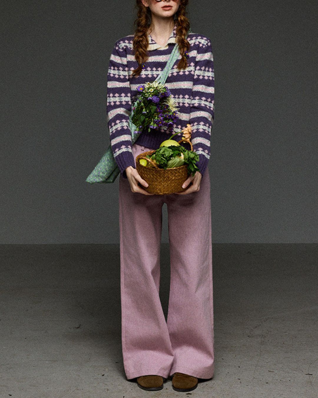 High-waisted Wide Straight Color Pants　PT038