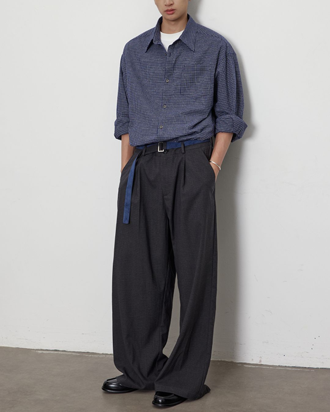 Houndstooth Draped Wide Pants　PT020