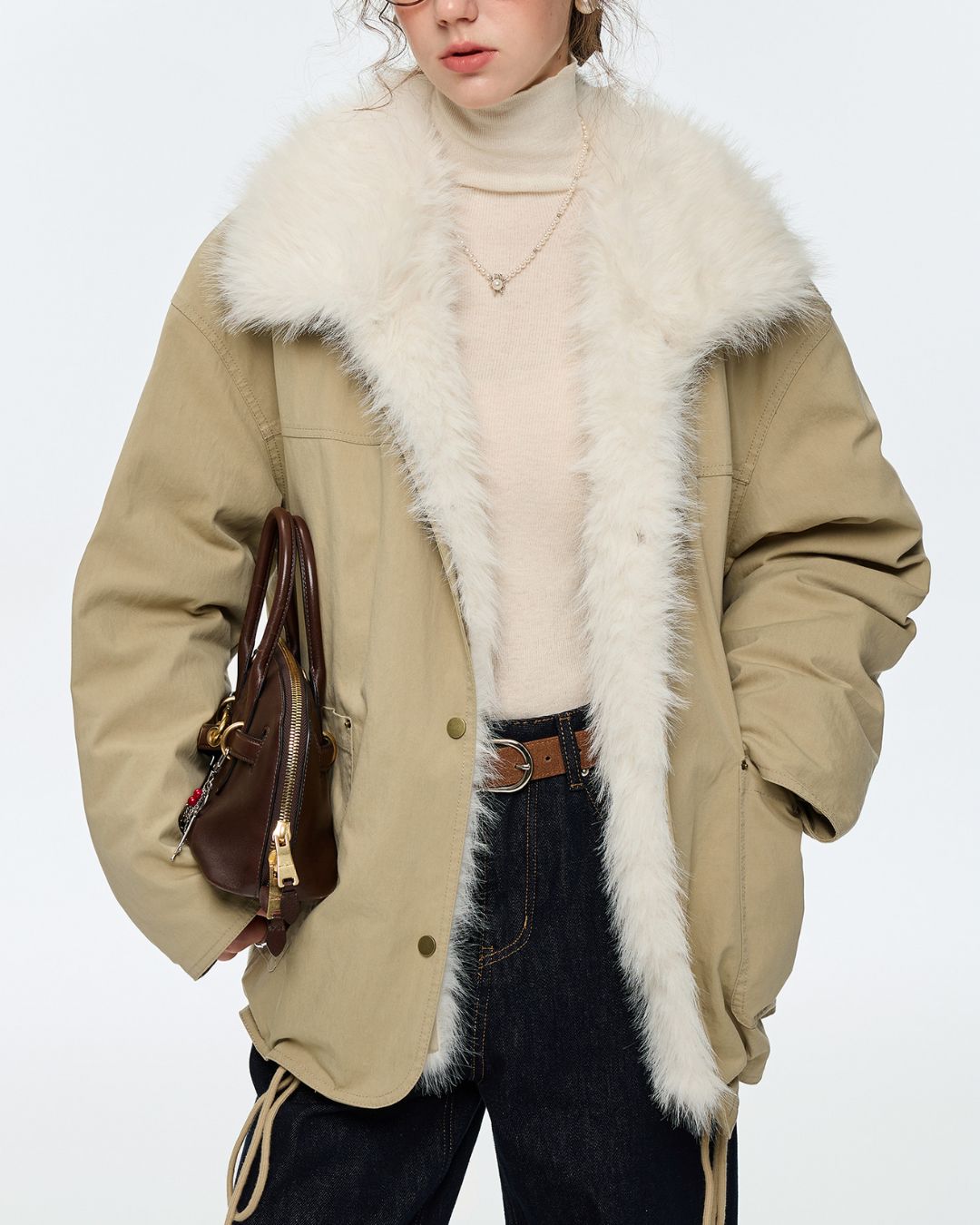 Drawstring Hem Fur Collar Down Jacket　JK061