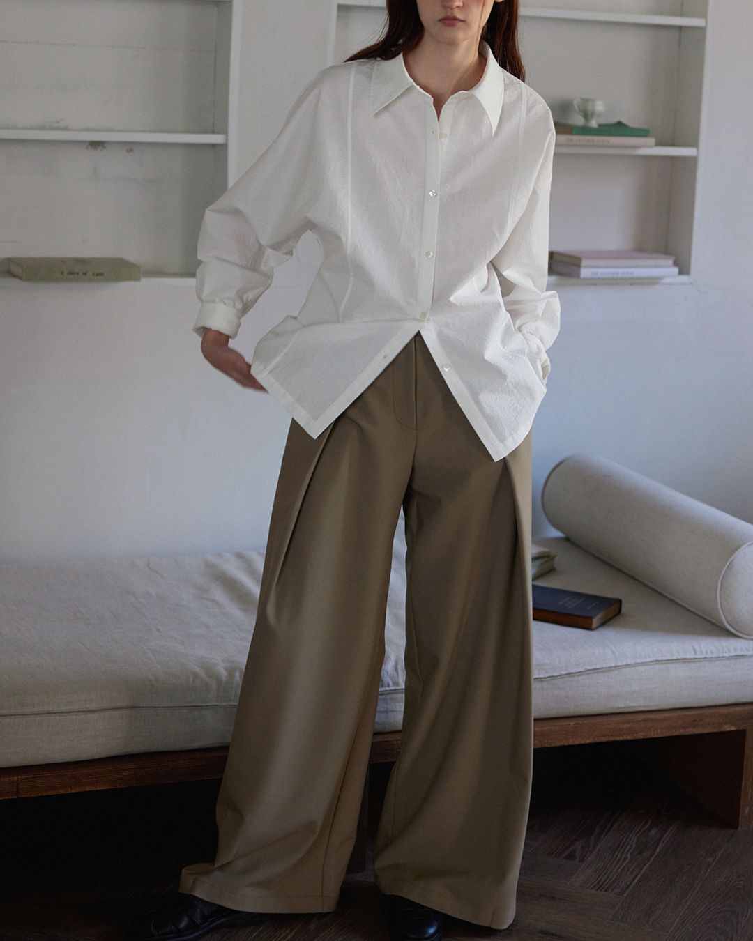 Back Button Basic Shirt　LS022