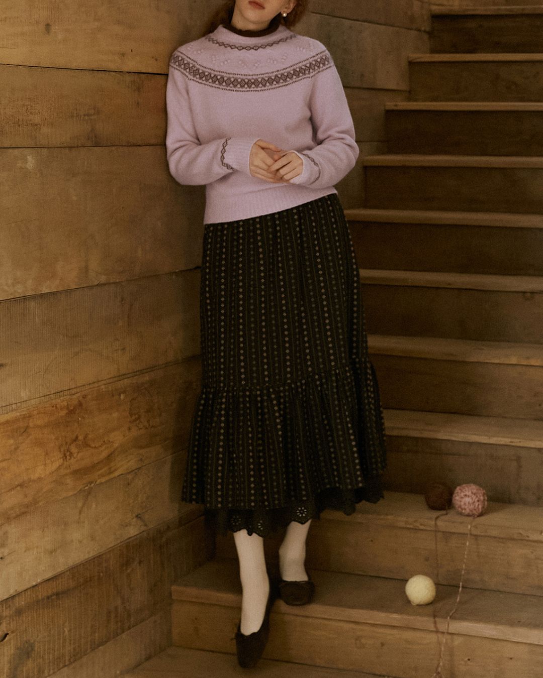 Pom-pom Fair Isle Sweater　KN078