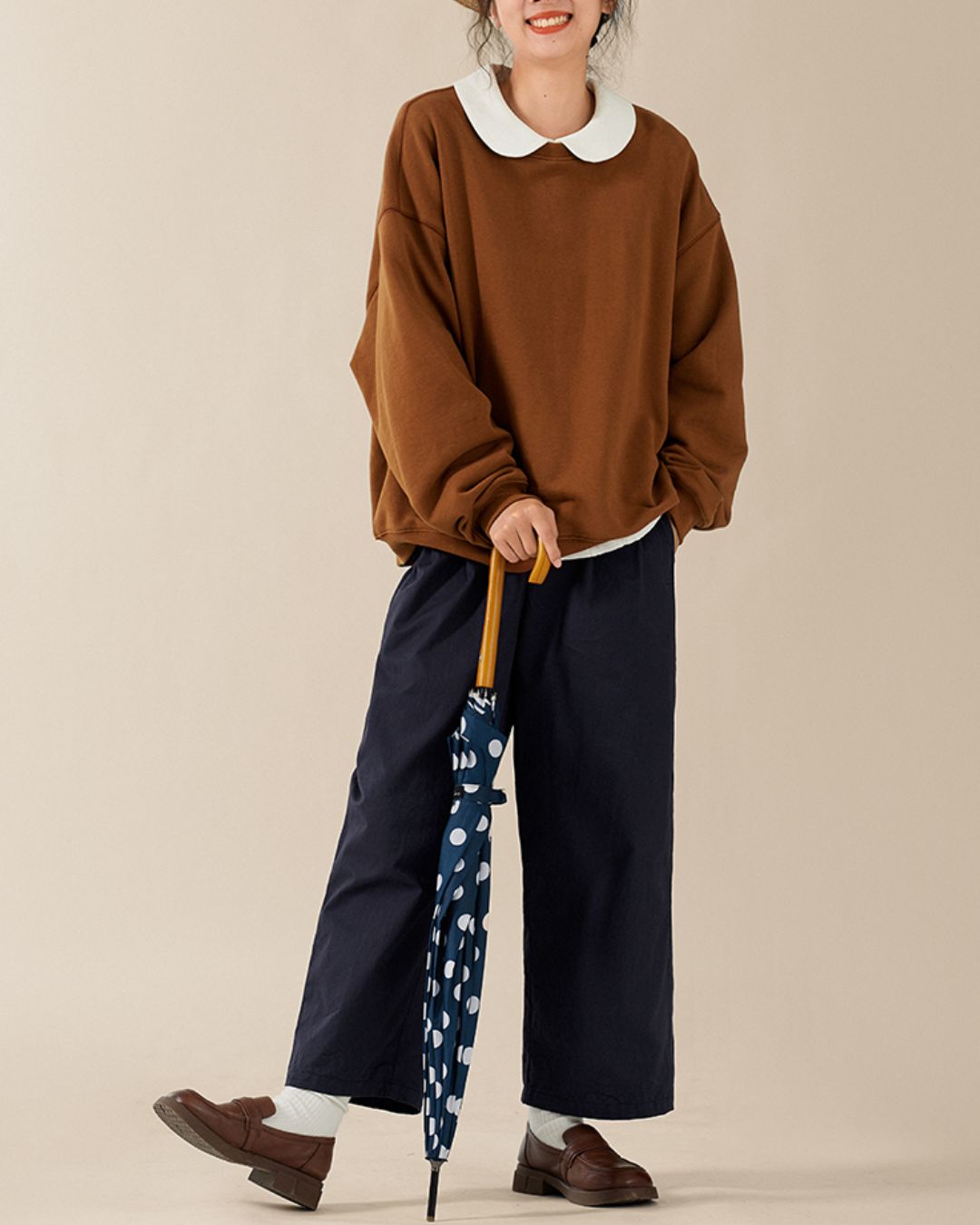 Round-collar Cotton Shirt　LS026