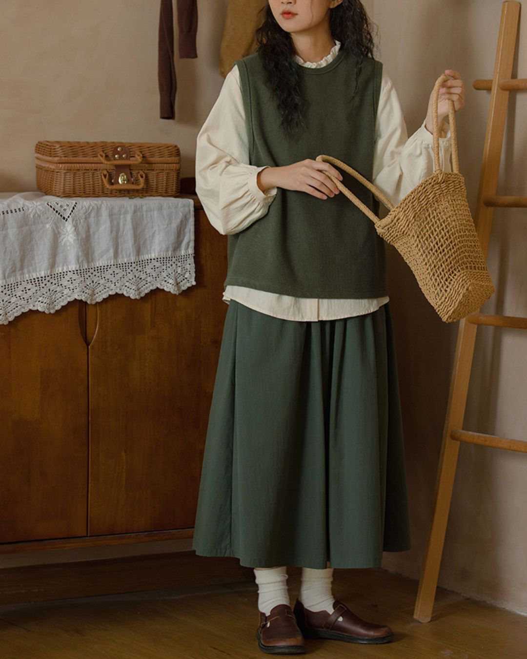 Crew Neck Cotton Knit Vest　VT024