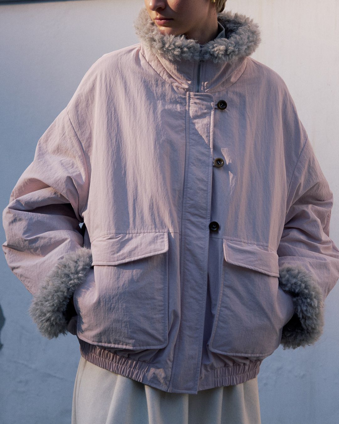 Stand-up Boa Collar Padded Jacket　JK077