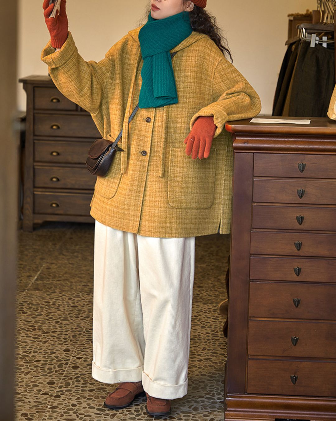 Wool Hooded Middle Coat　CT032