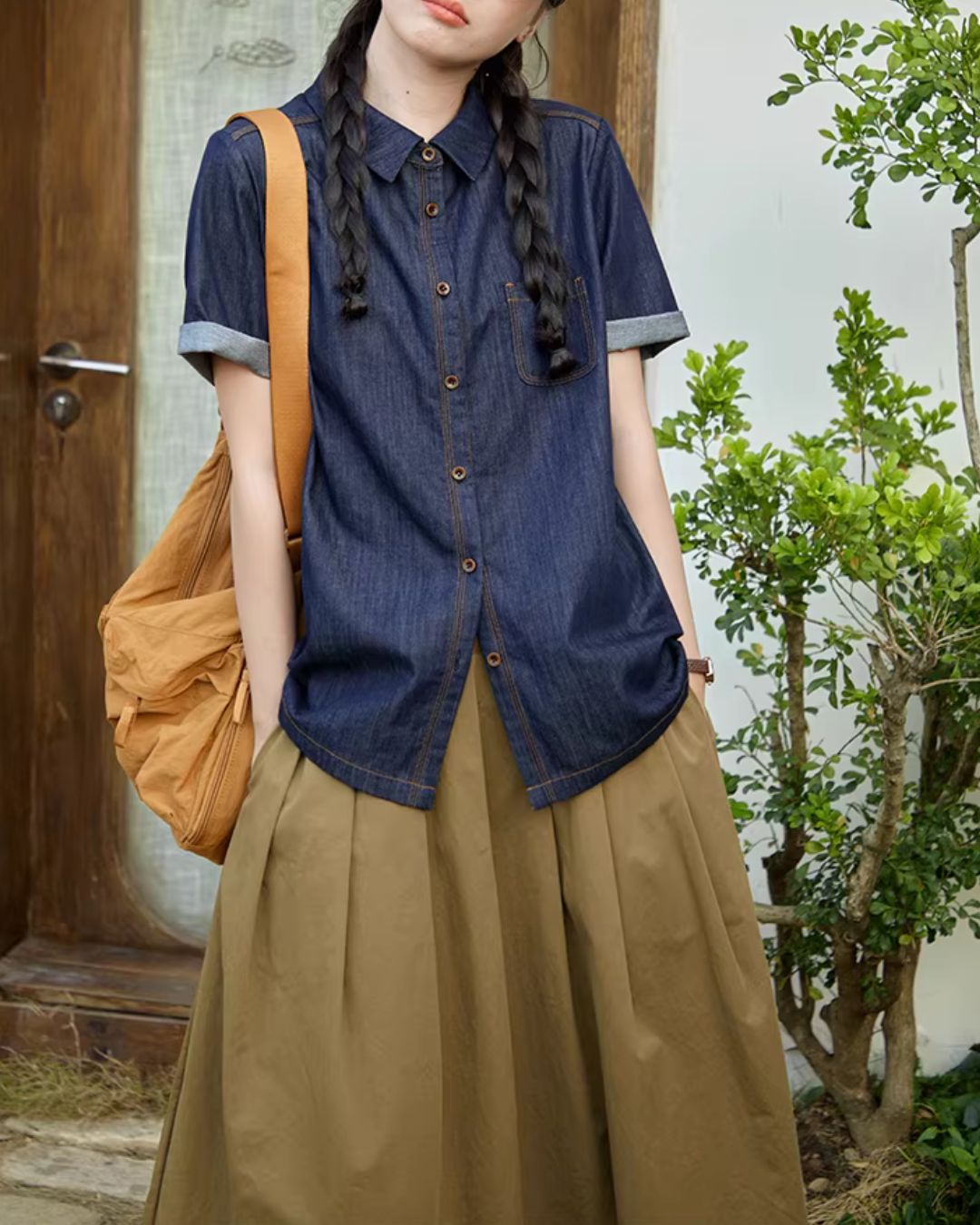 Light Denim Short-sleeved Shirt　SS003