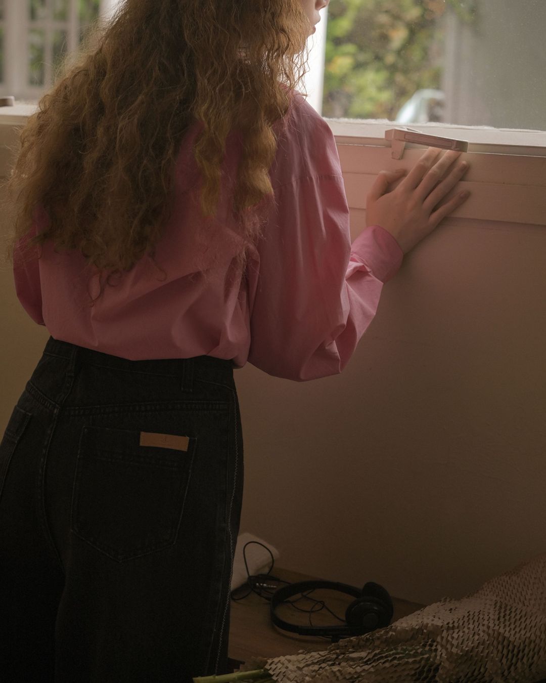 Back Half Button Collar Shirt　LS032