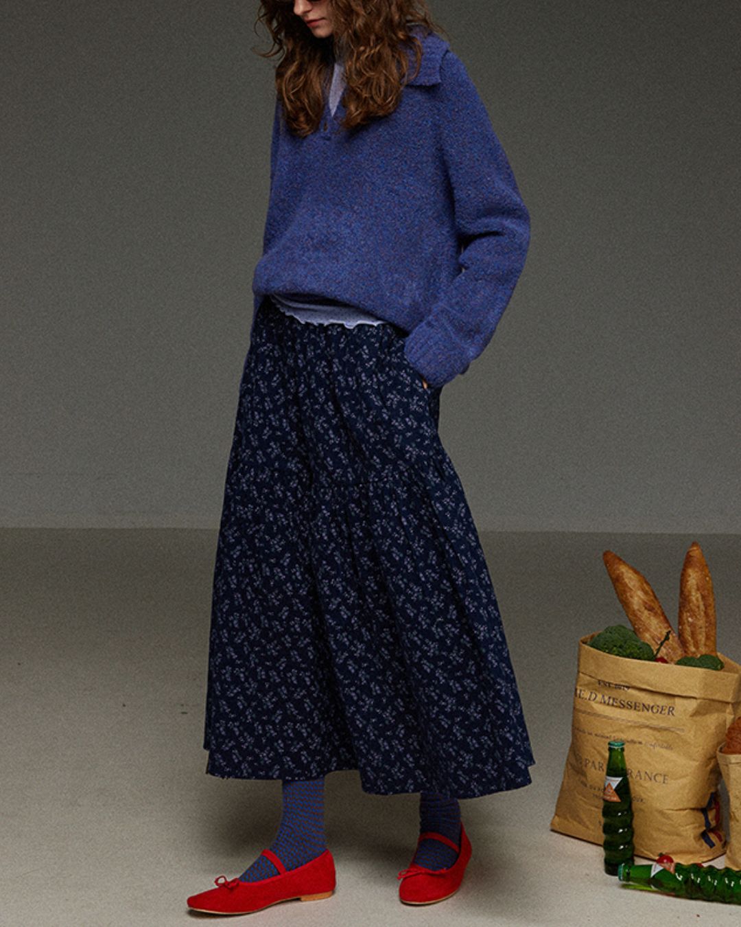 Half-button Collar Knit Pullover　KN055