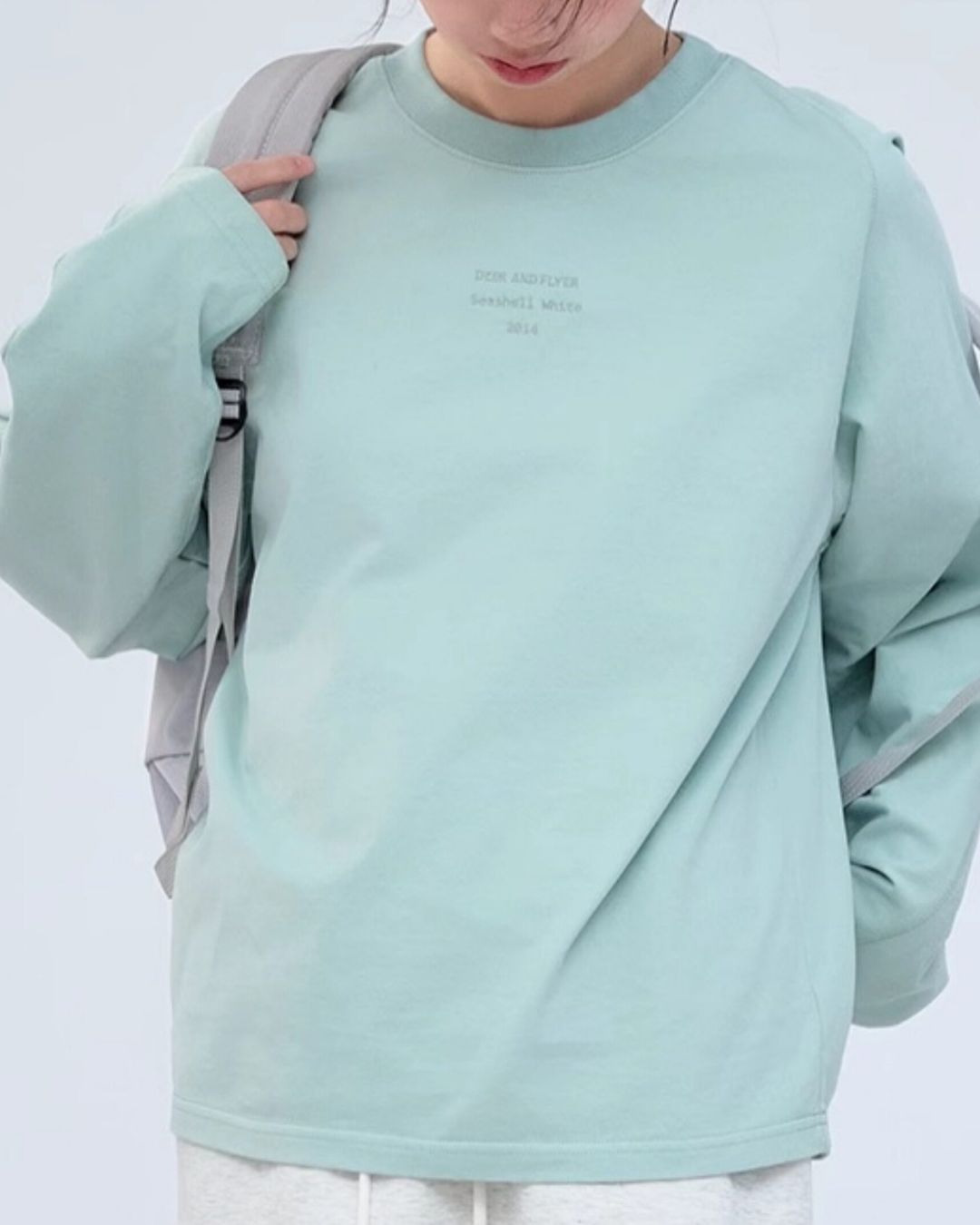 Text Embroidered Cotton Loose T-shirt　LT024