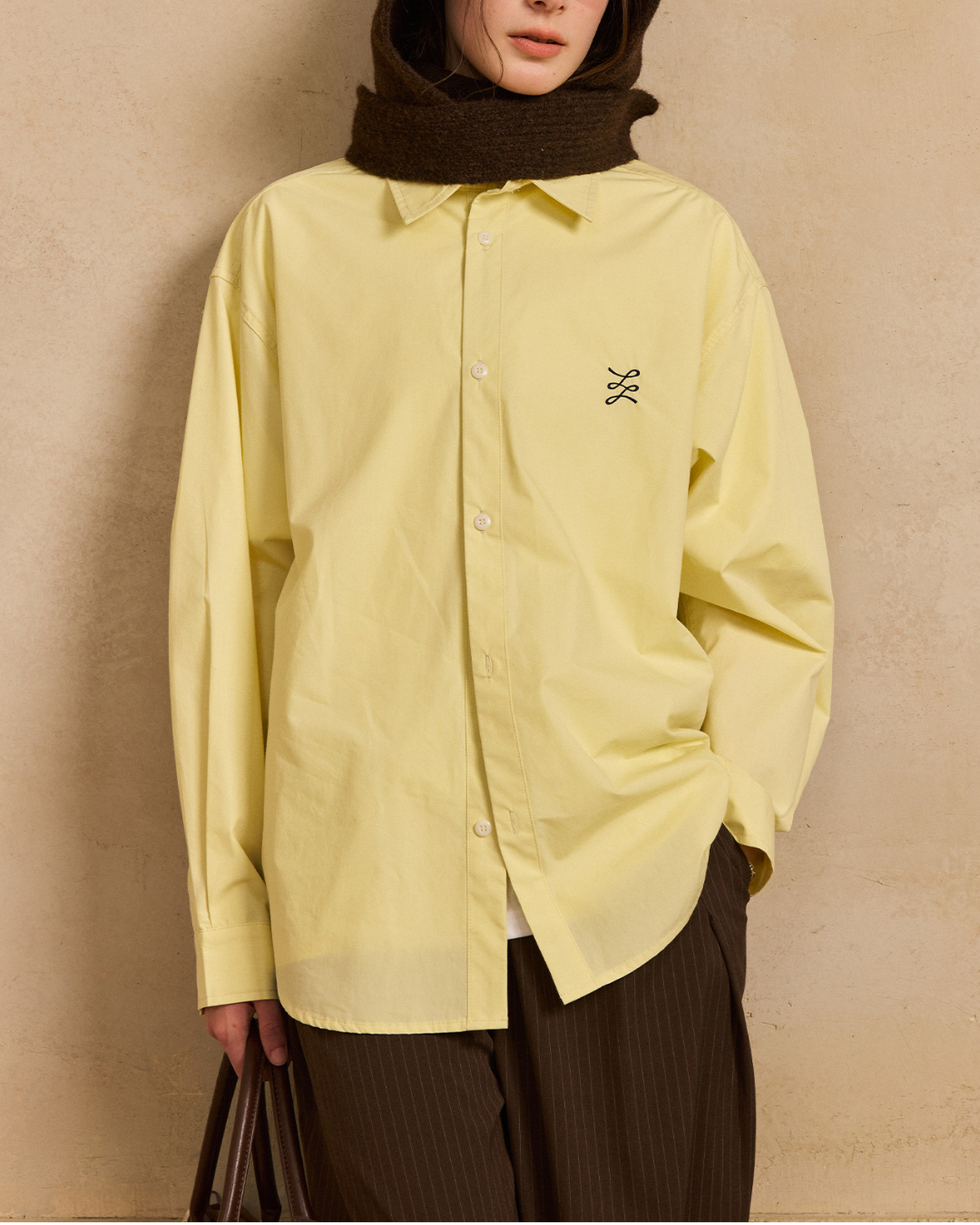 Chest Embroidered Casual Collar Shirt　LS047