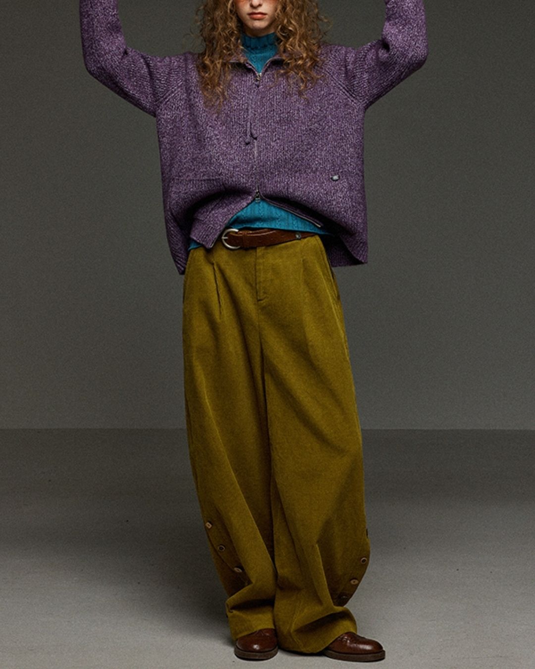 High Neck Cable Slim Fit Knit　KN070