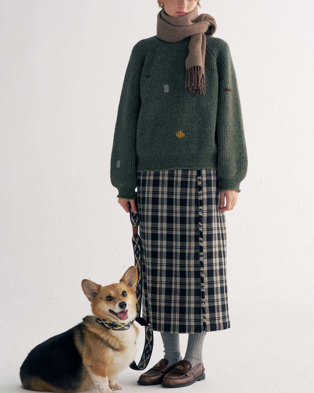 Check Wrap Midi Skirt　SK016