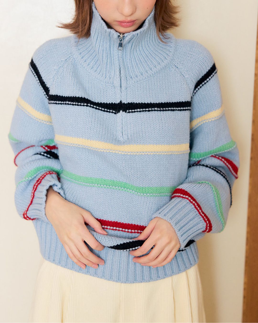 Multi-border Half-zip Knit　KN091