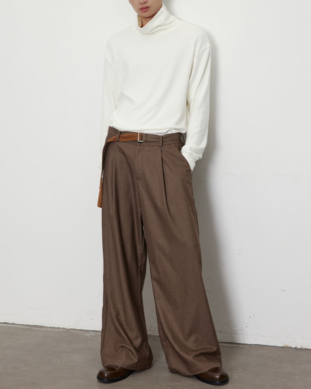 Houndstooth Draped Wide Pants　PT020