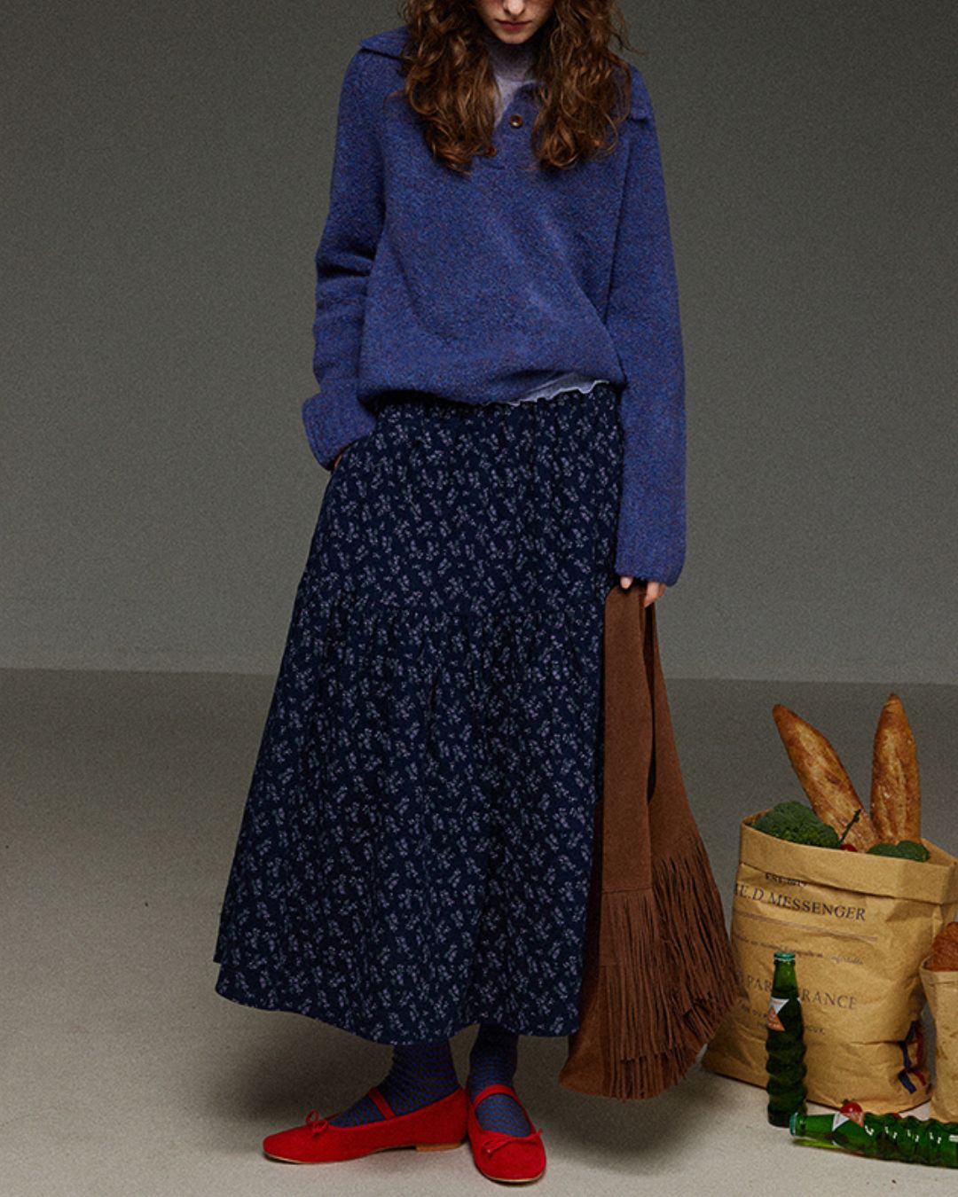 Half-button Collar Knit Pullover　KN055