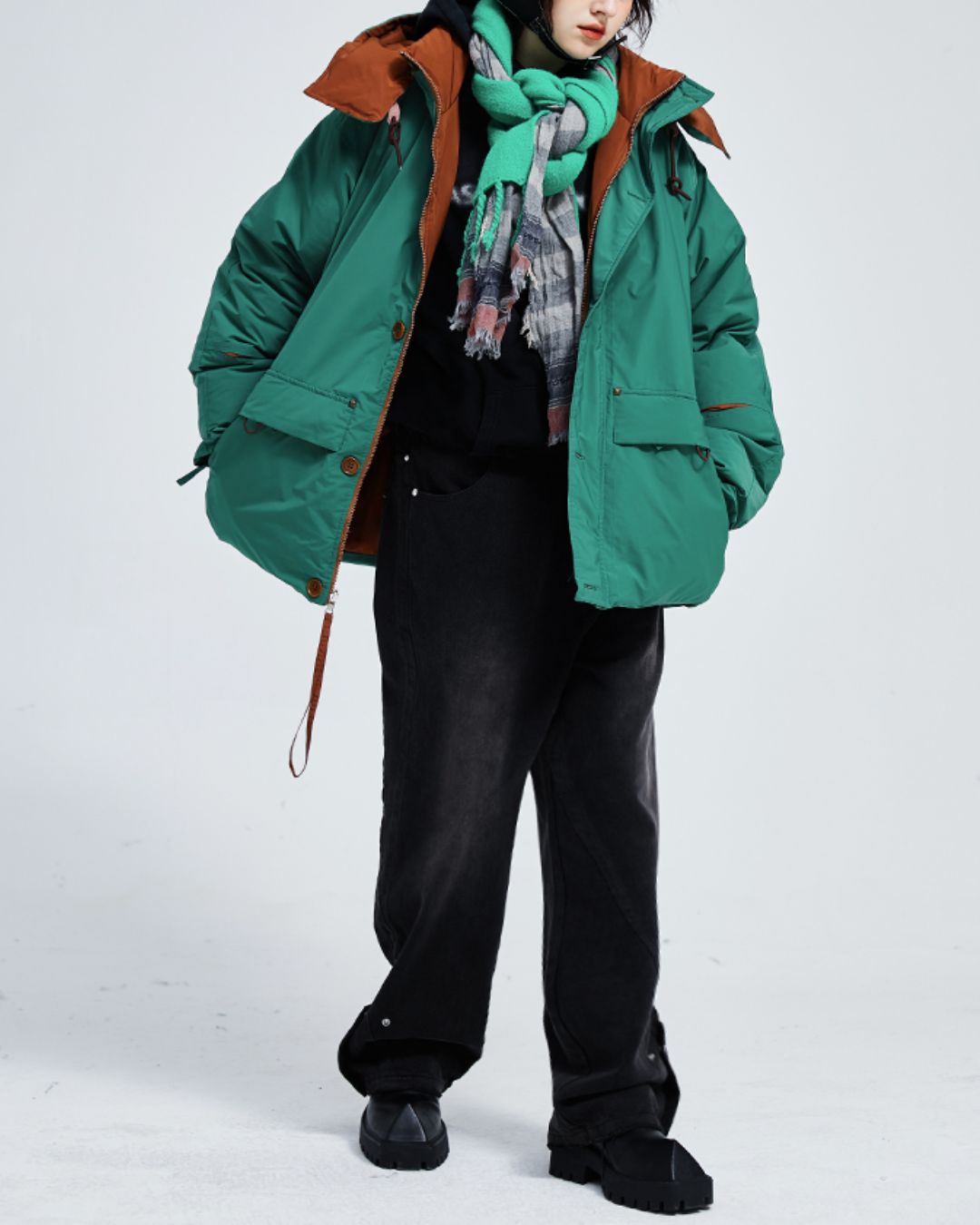 Casual Padded Contrast Color Jacket　JK071