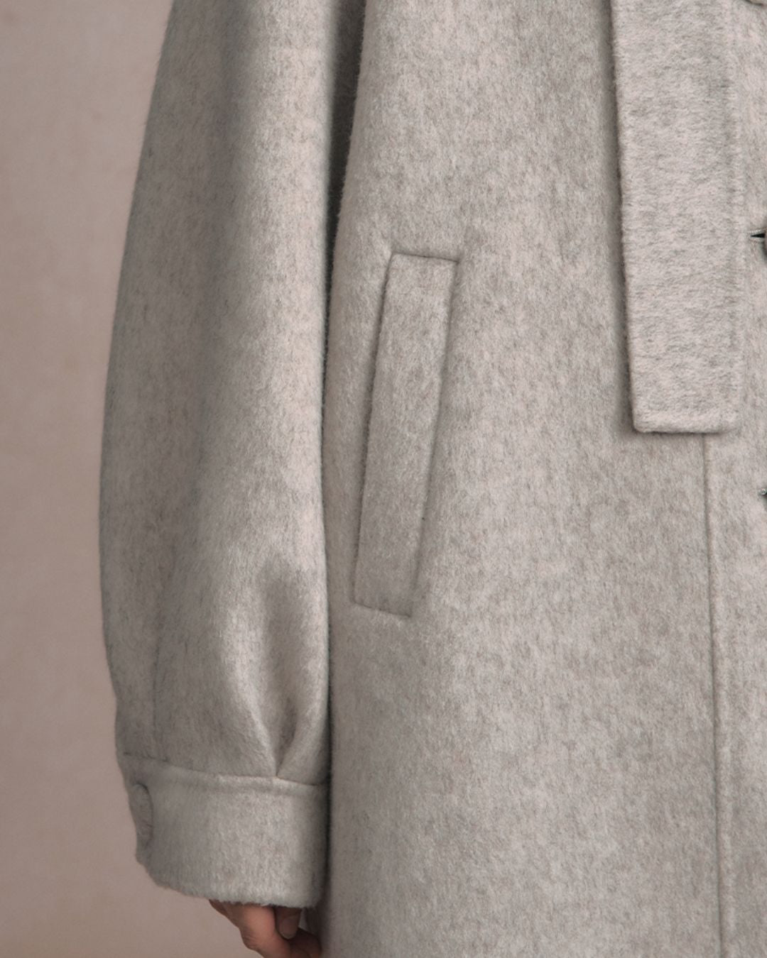 Bow-tied Pleated Cuff Wool Coat　CT026