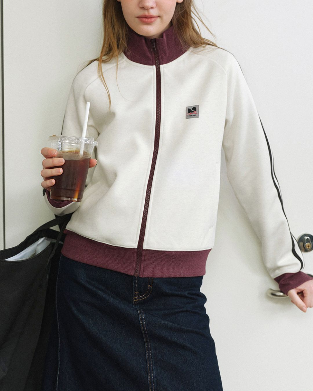 Color Block Three-Line Zip Cardigan　KN098