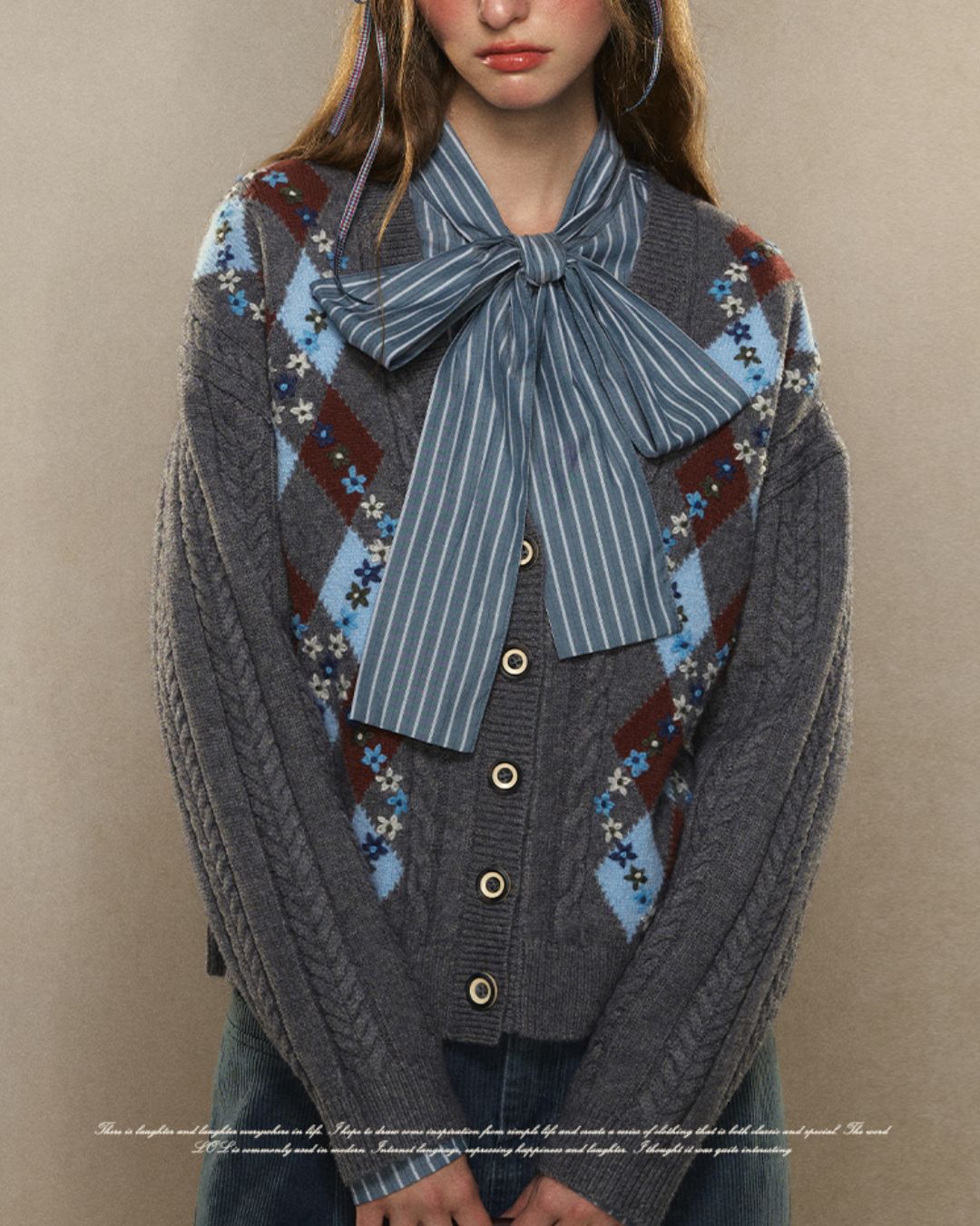 Bowtie Striped Shirt　LS019